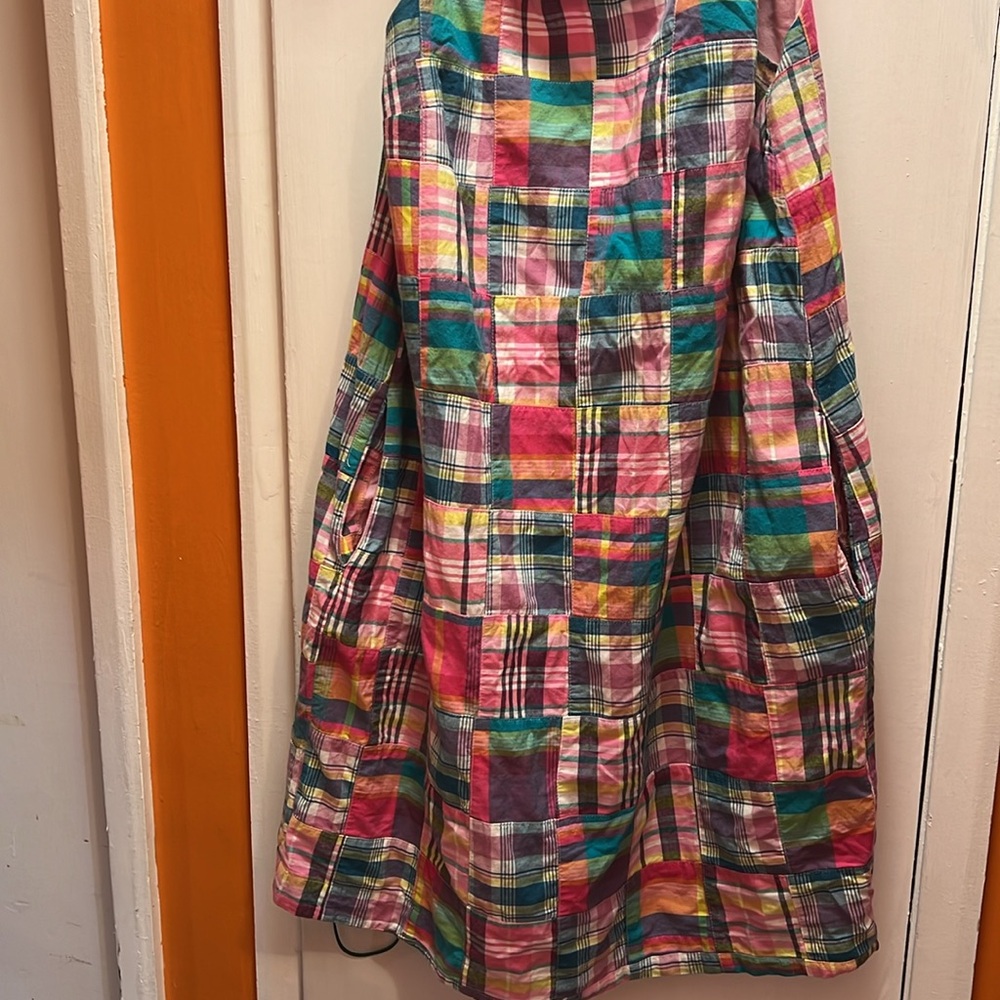 Talbots Petites Womens Madras Dress Size 12P Patchwork Plaid Preppy Classic